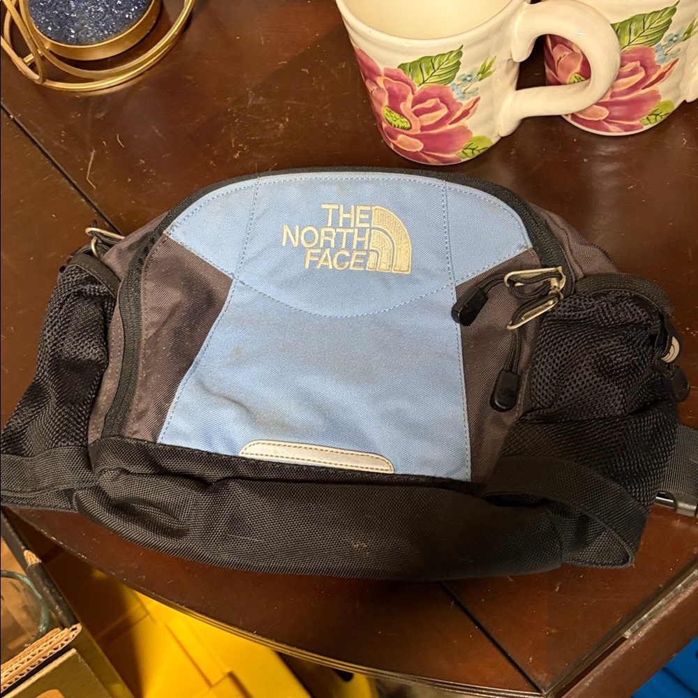 The North Face Men's Black and Light Blue Belt Bag